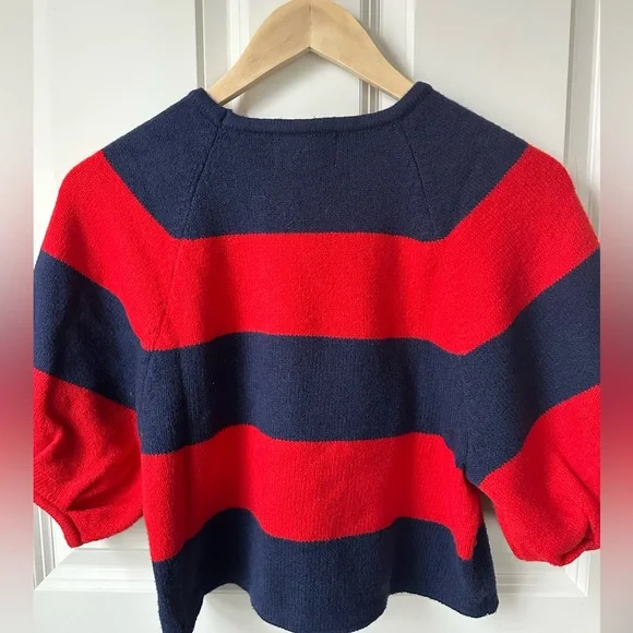 Old Navy Red and Navy Wide-Stripe Crewneck Sweater - Picture 3 of 3